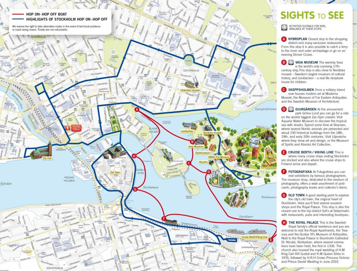 Stockholm hop on hop off boat map