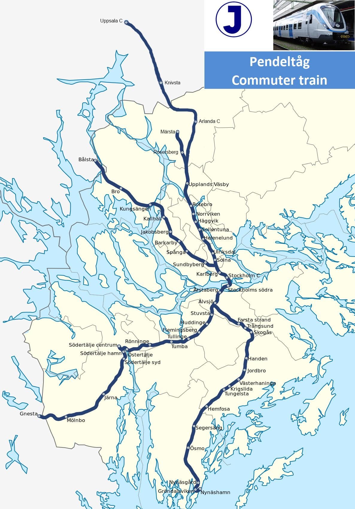 Stockholm pendeltåg map