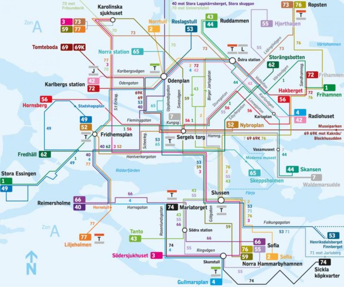 Stockholm bus lines map