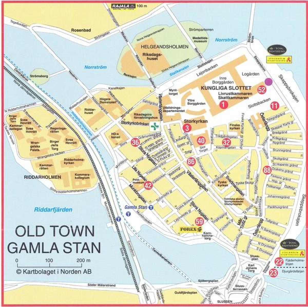 map of old town Stockholm Sweden