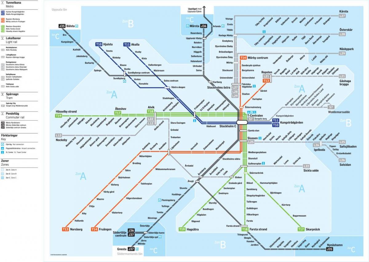 sl tunnelbana map